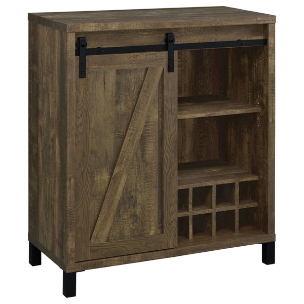 English Elm Arcata Farmhouse Bar Cabinet with Sliding Barn Door Wine Rack and Stemware Storage B062P440252