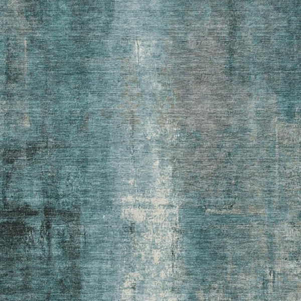 HomeRoots 5' Teal Blue and Ivory Abstract Area Rug - Durable, Washable, Indoor/Outdoor Design for Any Space 8' X 10' 628004