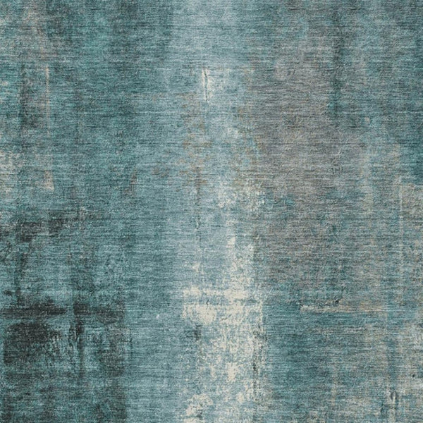 HomeRoots 5' Teal Blue and Ivory Abstract Area Rug - Durable, Washable, Indoor/Outdoor Design for Any Space 9' X 12' 628005