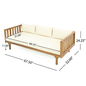 English Elm Christopher Knight Home® - Claremont 3-Seater Daybed In Beige - Elegant Acacia Wood Frame With Water-Resistant Cushions For Comfort N770P205537B