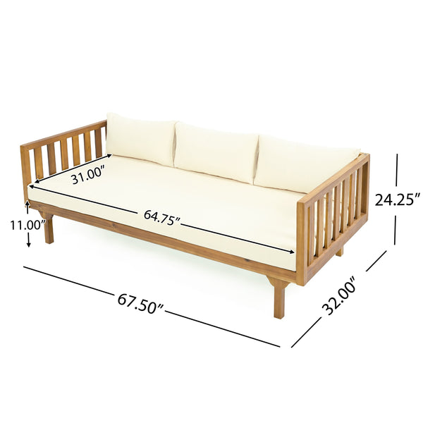 English Elm Christopher Knight Home® - Claremont 3-Seater Daybed In Beige - Elegant Acacia Wood Frame With Water-Resistant Cushions For Comfort N770P205537B