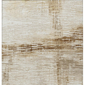 HomeRoots 5' Durable Striped Indoor Outdoor Area Rug - Classic Ivory and Beige, Easy Care for Any Space 5' X 8' 628020