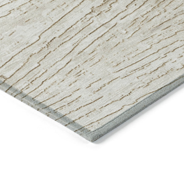 HomeRoots 5' Durable Striped Indoor Outdoor Area Rug - Classic Ivory and Beige, Easy Care for Any Space 5' X 8' 628020