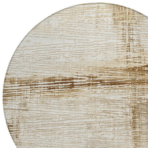 HomeRoots 5' Durable Striped Indoor Outdoor Area Rug - Classic Ivory and Beige, Easy Care for Any Space 8' Round 628021