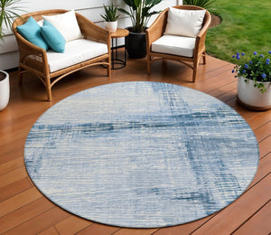 HomeRoots 5' Durable Sky Blue and Ivory Striped Area Rug - Perfect for Indoor and Outdoor Spaces, Easy Care! 8' Round 628033