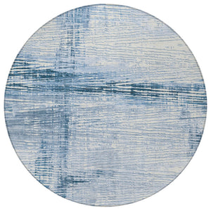 HomeRoots 5' Durable Sky Blue and Ivory Striped Area Rug - Perfect for Indoor and Outdoor Spaces, Easy Care! 8' Round 628033