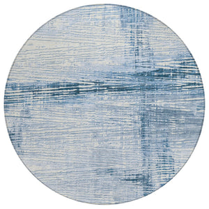 HomeRoots 5' Durable Sky Blue and Ivory Striped Area Rug - Perfect for Indoor and Outdoor Spaces, Easy Care! 8' Round 628033