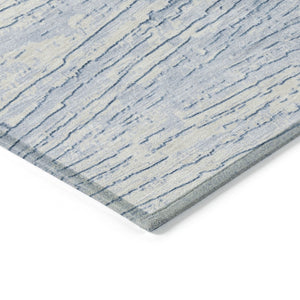 HomeRoots 5' Durable Sky Blue and Ivory Striped Area Rug - Perfect for Indoor and Outdoor Spaces, Easy Care! 8' Round 628033