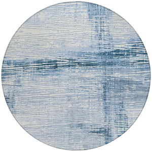HomeRoots 5' Durable Sky Blue and Ivory Striped Area Rug - Perfect for Indoor and Outdoor Spaces, Easy Care! 8' Round 628033