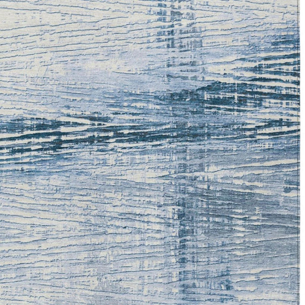 HomeRoots 5' Durable Sky Blue and Ivory Striped Area Rug - Perfect for Indoor and Outdoor Spaces, Easy Care! 9' X 12' 628035