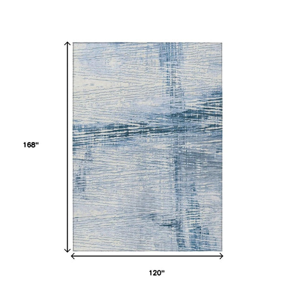 HomeRoots 5' Durable Sky Blue and Ivory Striped Area Rug - Perfect for Indoor and Outdoor Spaces, Easy Care! 10' X 14' 628036