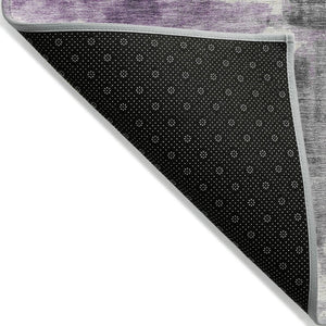 HomeRoots 5' Abstract Purple and Ivory Area Rug - Stylish, Washable, Indoor/Outdoor Decor for Any Space 8' Round 628057