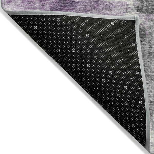 HomeRoots 5' Abstract Purple and Ivory Area Rug - Stylish, Washable, Indoor/Outdoor Decor for Any Space 8' Round 628057