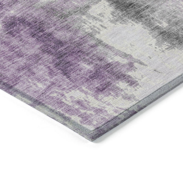 HomeRoots 5' Abstract Purple and Ivory Area Rug - Stylish, Washable, Indoor/Outdoor Decor for Any Space 8' Round 628057