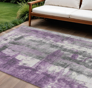 HomeRoots 5' Abstract Purple and Ivory Area Rug - Stylish, Washable, Indoor/Outdoor Decor for Any Space 8' X 10' 628058