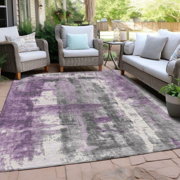 HomeRoots 5' Abstract Purple and Ivory Area Rug - Stylish, Washable, Indoor/Outdoor Decor for Any Space 8' X 10' 628058