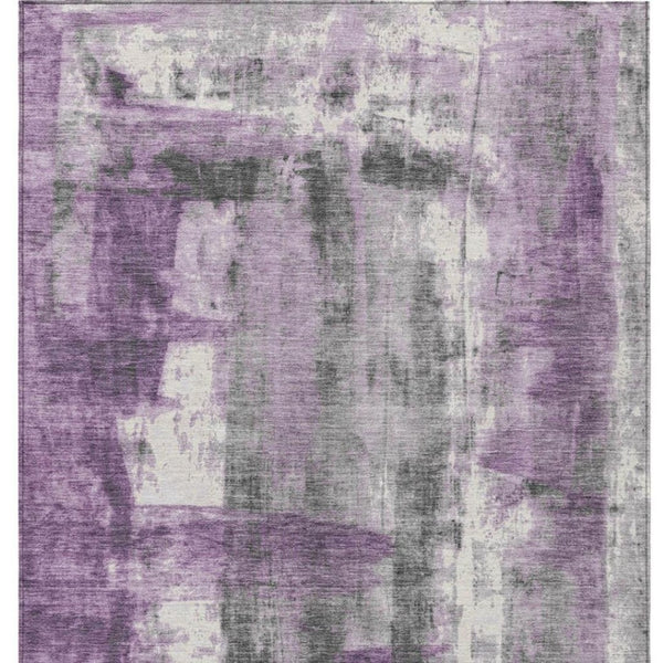 HomeRoots 5' Abstract Purple and Ivory Area Rug - Stylish, Washable, Indoor/Outdoor Decor for Any Space 9' X 12' 628059