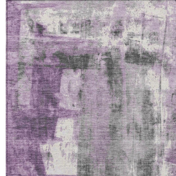HomeRoots 5' Abstract Purple and Ivory Area Rug - Stylish, Washable, Indoor/Outdoor Decor for Any Space 9' X 12' 628059
