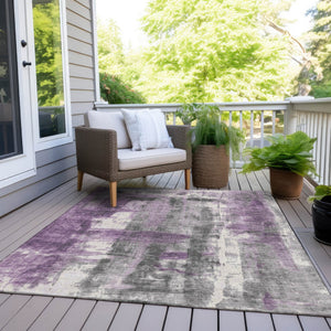 HomeRoots 5' Abstract Purple and Ivory Area Rug - Stylish, Washable, Indoor/Outdoor Decor for Any Space 9' X 12' 628059