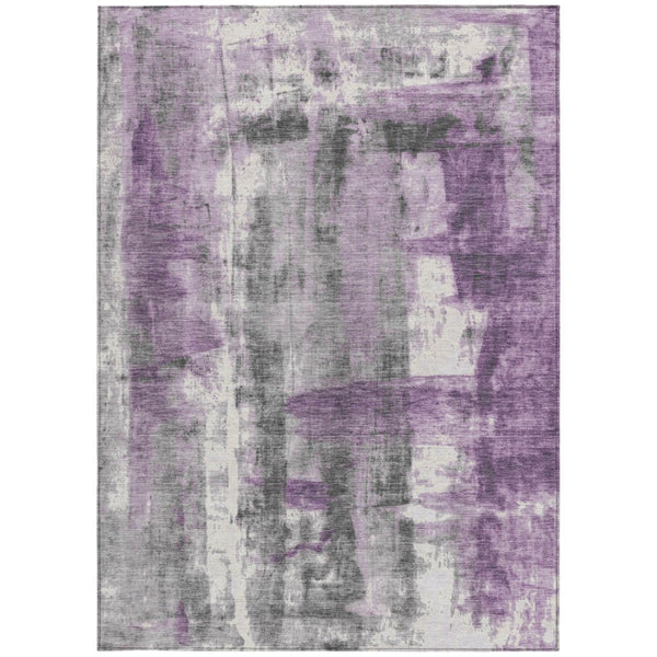 HomeRoots 5' Abstract Purple and Ivory Area Rug - Stylish, Washable, Indoor/Outdoor Decor for Any Space 10' X 14' 628060
