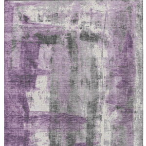 HomeRoots 5' Abstract Purple and Ivory Area Rug - Stylish, Washable, Indoor/Outdoor Decor for Any Space 10' X 14' 628060