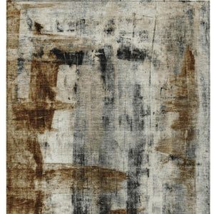 HomeRoots 5' Stylish Taupe and Ivory Abstract Washable Area Rug for Indoor and Outdoor High-Traffic Spaces 8' X 10' 628070
