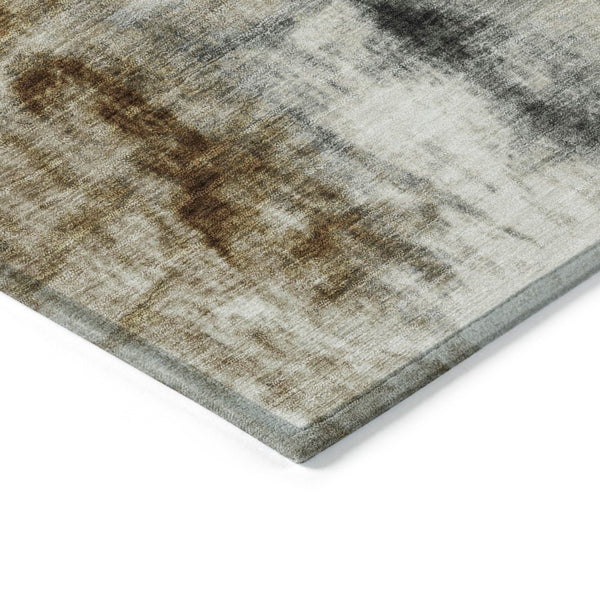 HomeRoots 5' Stylish Taupe and Ivory Abstract Washable Area Rug for Indoor and Outdoor High-Traffic Spaces 8' X 10' 628070
