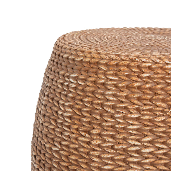English Elm Christopher Knight Home® - Nydia Weatherproof Drum Side Table — Fireproof MGO, Straw-Weave Texture, Recyclable Eco Design N775P300869B