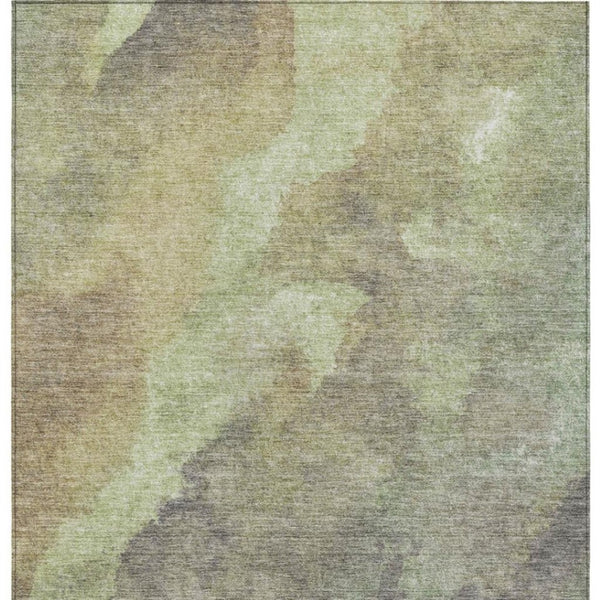 HomeRoots 5' Abstract Artichoke Green & Taupe Area Rug - Stylish, Washable & Durable for Indoor/Outdoor Use 5' X 8' 628074