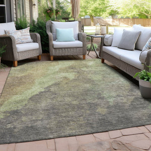 HomeRoots 5' Abstract Artichoke Green & Taupe Area Rug - Stylish, Washable & Durable for Indoor/Outdoor Use 5' X 8' 628074