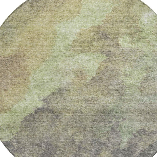 HomeRoots 5' Abstract Artichoke Green & Taupe Area Rug - Stylish, Washable & Durable for Indoor/Outdoor Use 8' Round 628075