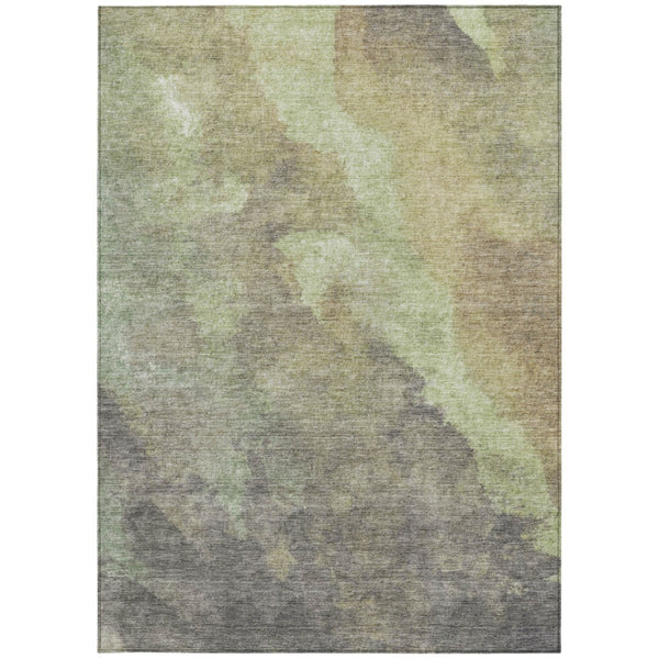 HomeRoots 5' Abstract Artichoke Green & Taupe Area Rug - Stylish, Washable & Durable for Indoor/Outdoor Use 8' X 10' 628076