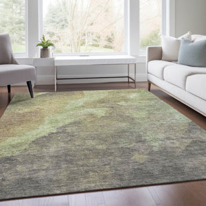 HomeRoots 5' Abstract Artichoke Green & Taupe Area Rug - Stylish, Washable & Durable for Indoor/Outdoor Use 8' X 10' 628076