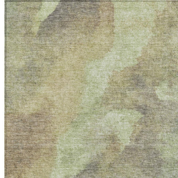 HomeRoots 5' Abstract Artichoke Green & Taupe Area Rug - Stylish, Washable & Durable for Indoor/Outdoor Use 9' X 12' 628077