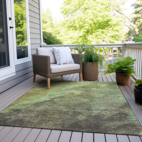 HomeRoots 5' Modern Green and Charcoal Abstract Area Rug for Indoor Outdoor Use - Durable, Washable Design 5' X 8' 628092