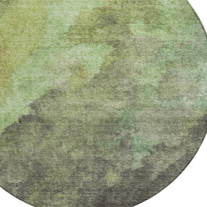 HomeRoots 5' Modern Green and Charcoal Abstract Area Rug for Indoor Outdoor Use - Durable, Washable Design 8' Round 628093