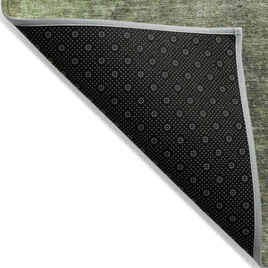 HomeRoots 5' Modern Green and Charcoal Abstract Area Rug for Indoor Outdoor Use - Durable, Washable Design 8' Round 628093