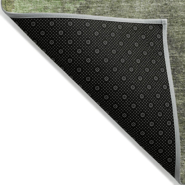 HomeRoots 5' Modern Green and Charcoal Abstract Area Rug for Indoor Outdoor Use - Durable, Washable Design 8' Round 628093