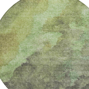 HomeRoots 5' Modern Green and Charcoal Abstract Area Rug for Indoor Outdoor Use - Durable, Washable Design 8' Round 628093