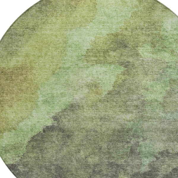 HomeRoots 5' Modern Green and Charcoal Abstract Area Rug for Indoor Outdoor Use - Durable, Washable Design 8' Round 628093