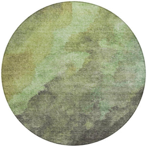 HomeRoots 5' Modern Green and Charcoal Abstract Area Rug for Indoor Outdoor Use - Durable, Washable Design 8' Round 628093