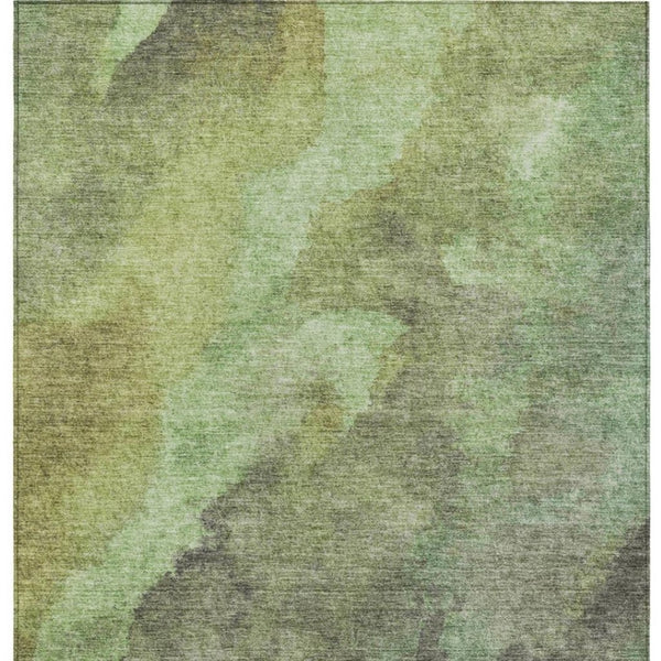 HomeRoots 5' Modern Green and Charcoal Abstract Area Rug for Indoor Outdoor Use - Durable, Washable Design 9' X 12' 628095