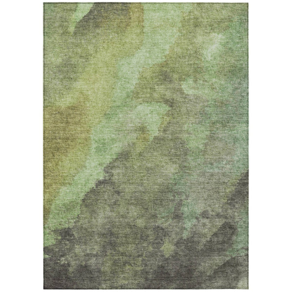 HomeRoots 5' Modern Green and Charcoal Abstract Area Rug for Indoor Outdoor Use - Durable, Washable Design 9' X 12' 628095