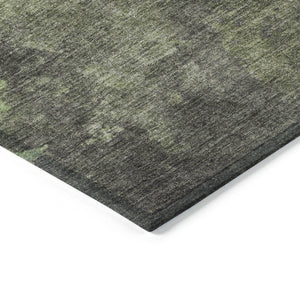 HomeRoots 5' Modern Green and Charcoal Abstract Area Rug for Indoor Outdoor Use - Durable, Washable Design 9' X 12' 628095