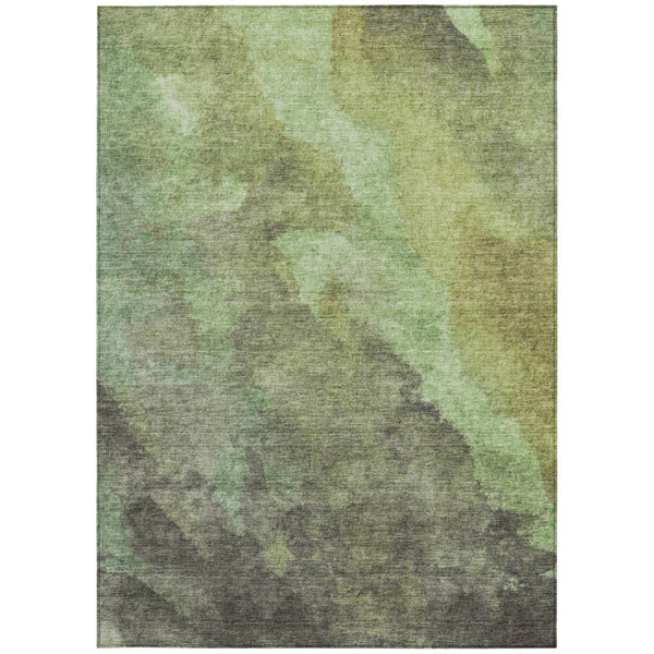 HomeRoots 5' Modern Green and Charcoal Abstract Area Rug for Indoor Outdoor Use - Durable, Washable Design 10' X 14' 628096