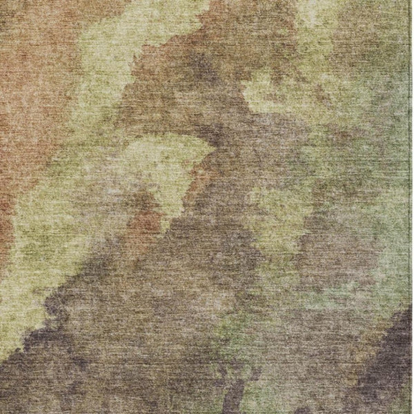 HomeRoots 5' Abstract Area Rug in Brown and Fern Green - Durable, Washable, Perfect for Indoor and Outdoor Use 5' X 8' 628098