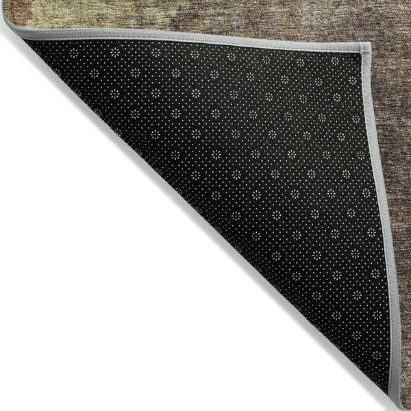 HomeRoots 5' Abstract Area Rug in Brown and Fern Green - Durable, Washable, Perfect for Indoor and Outdoor Use 8' Round 628099