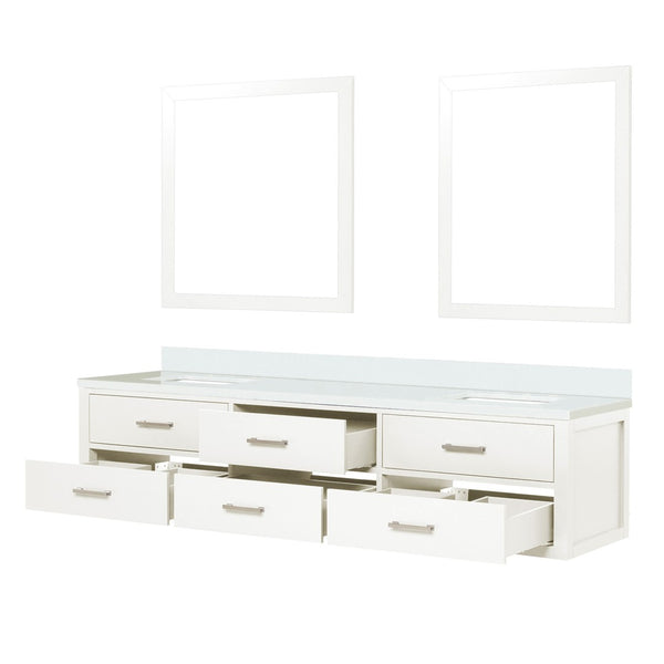 English Elm White Double Bath Vanity Set With Cultured Marble Top & Two 36" Mirrors – Stylish & Functional Upgrade B2731S01579-GIGA