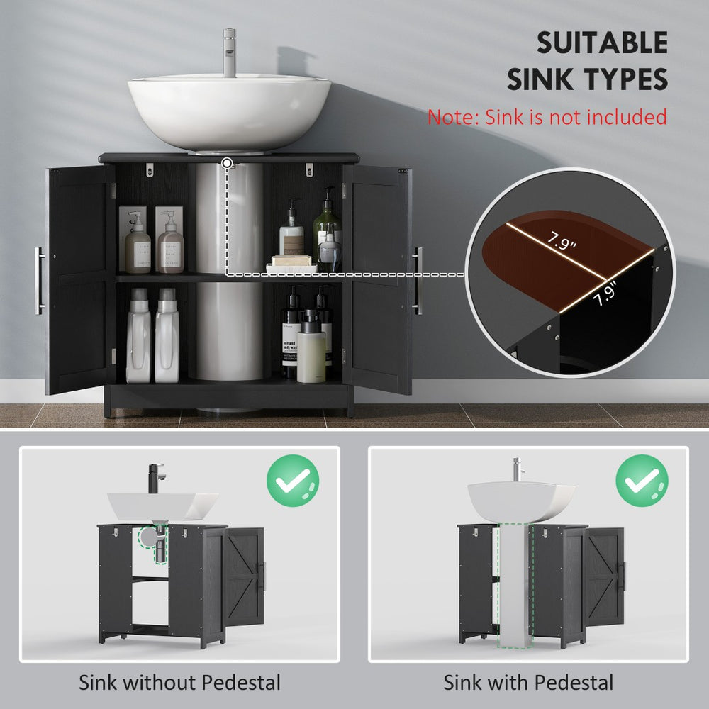 English Elm Bathroom Under Sink Cabinet Dark Green Mdf with Double Doors and Adjustable Shelf T3971P401673