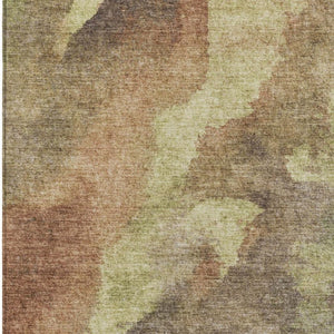 HomeRoots 5' Abstract Area Rug in Brown and Fern Green - Durable, Washable, Perfect for Indoor and Outdoor Use 8' X 10' 628100